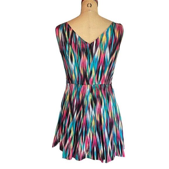 Ellen Tracy Womens Fit & Flare Mini Dress Multicolor Sleeveless V-Neck 6 - Picture 3 of 8